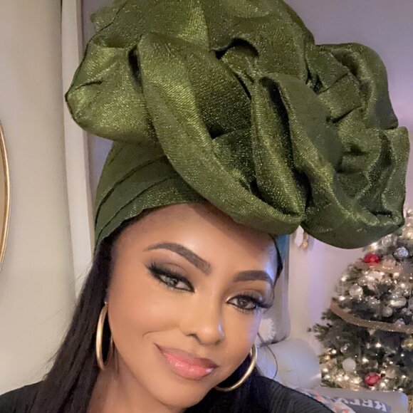 Giant Rose Metallic Aso-oke AUTO GELE Made in Nigeria - Picture 2 of 14